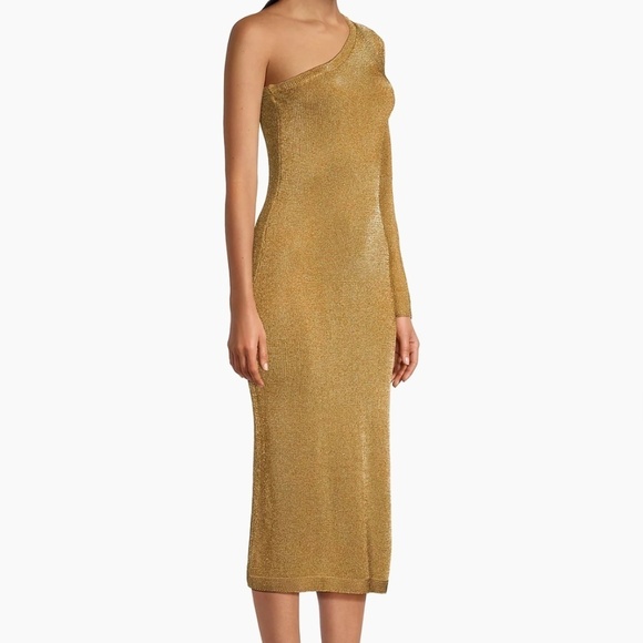 Milly Senna Metallic One-Shoulder Midi-Dress S - Picture 3 of 12